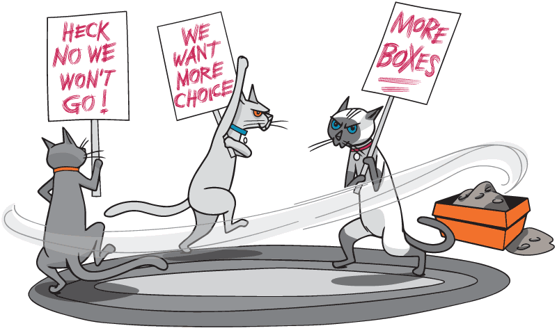 Three cats on strike over limited litter box choices